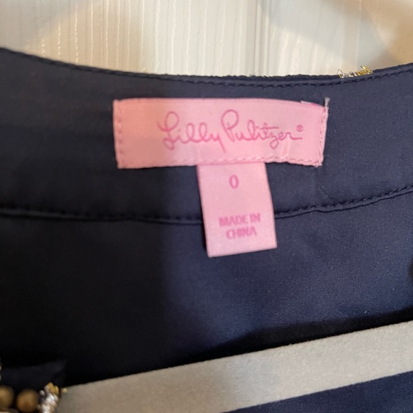 Lilly Pulitzer Amory Silk Dress in True Navy EUC - Picture 2 of 4